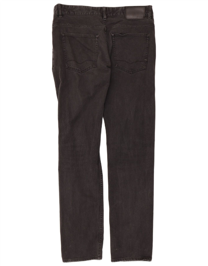 HUGO BOSS Womens Delaware Slim Jeans W34 L32  Black Cotton