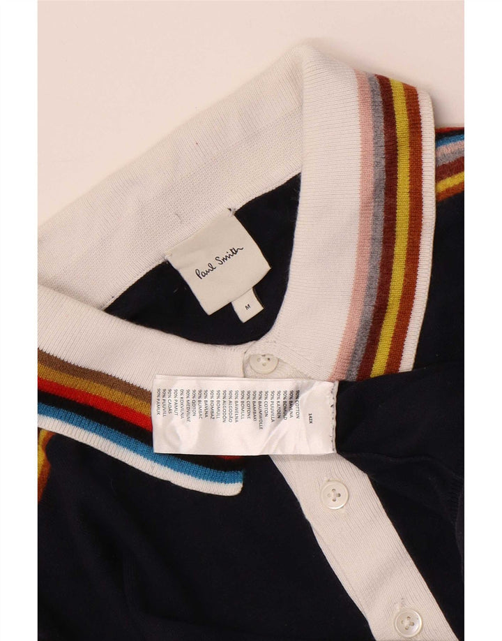 Paul Smith Mens Short Sleeve Polo Neck Jumper Sweater Medium Navy Blue