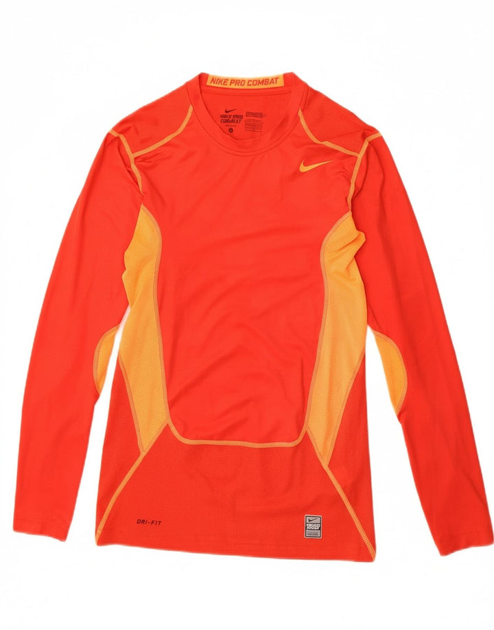 NIKE Womens Dri Fit Top Long Sleeve UK 14 Large Red Colourblock Polyester Vintage Nike and Second-Hand Nike from Messina Hembry 