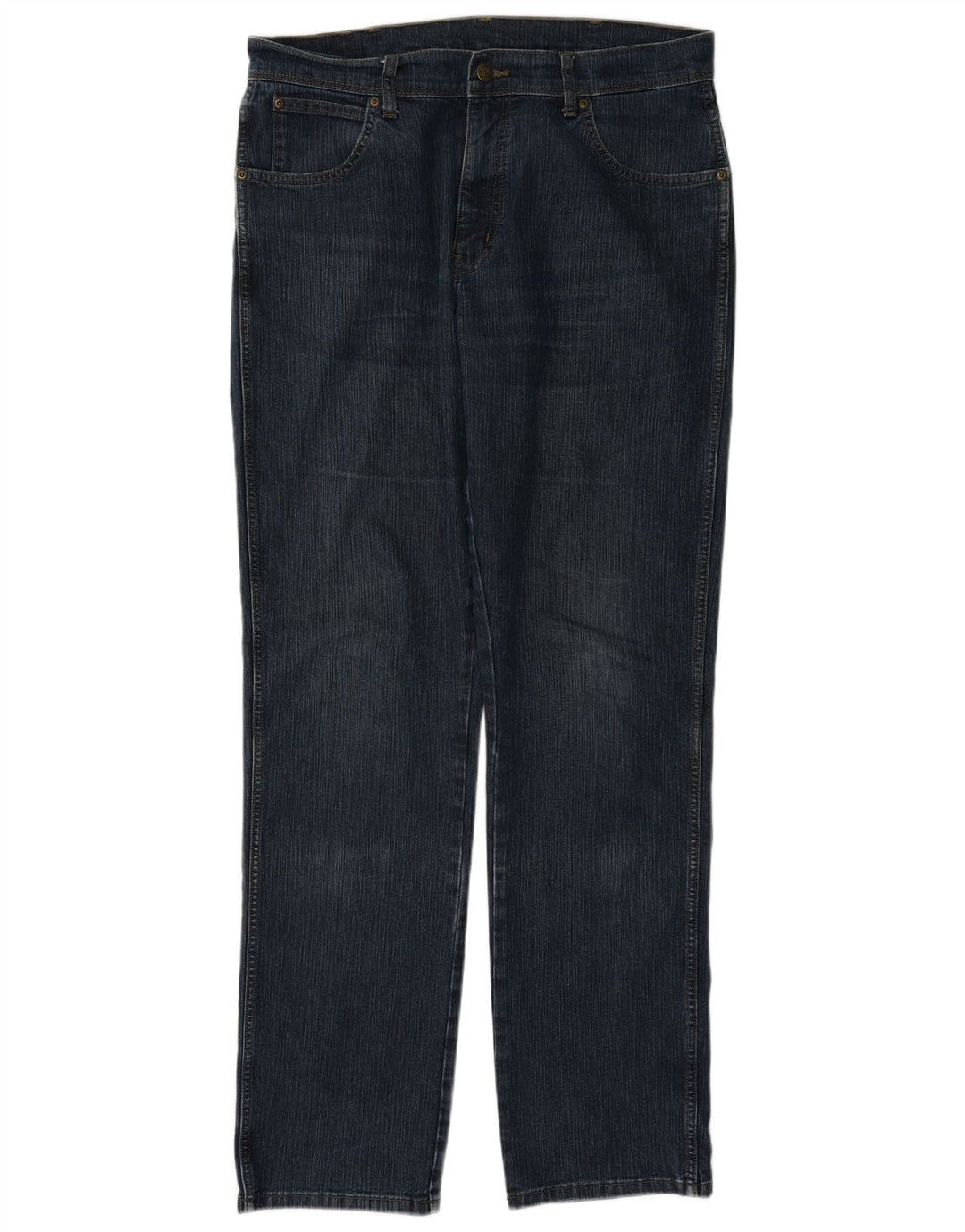 Wrangler Mens Regular Fit Straight Jeans W36 L34 Navy Blue Cotton