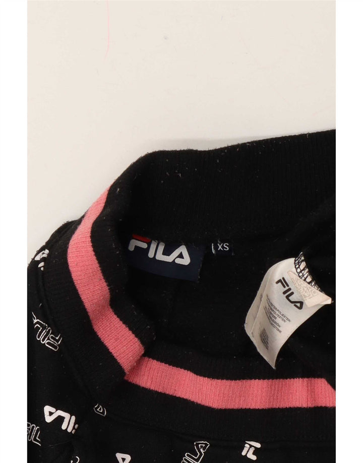 Fila Womens Graphic Sport Shorts UK 6 XS Black Polyester