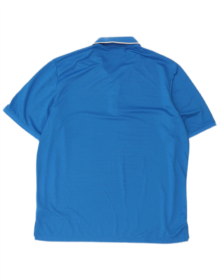 Adidas Mens Climacool Polo Shirt XL Blue Striped Polyester