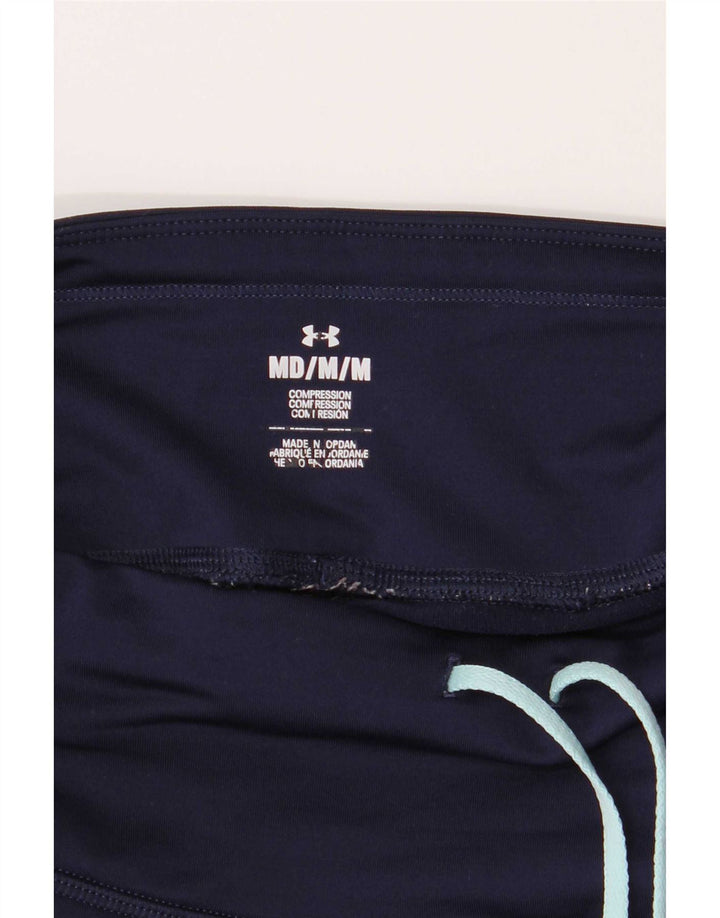 Under Armour Womens Graphic Leggings UK 12 Medium Navy Blue Polyester