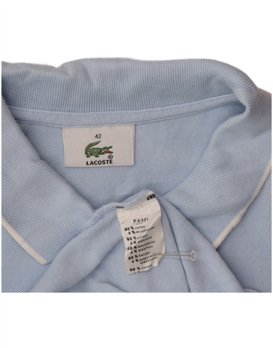 Lacoste Womens Polo Shirt Size 42 Large Blue Cotton