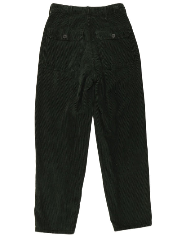 Topshop Womens High Waist Corduroy Trousers UK 8 Small W26 L28 Green