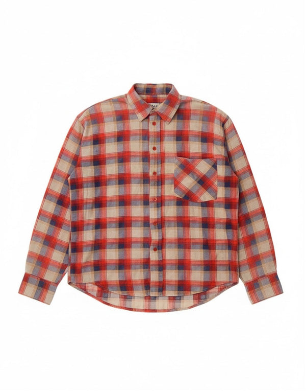 John Peel Mens Flannel Shirt Medium Red Check Cotton