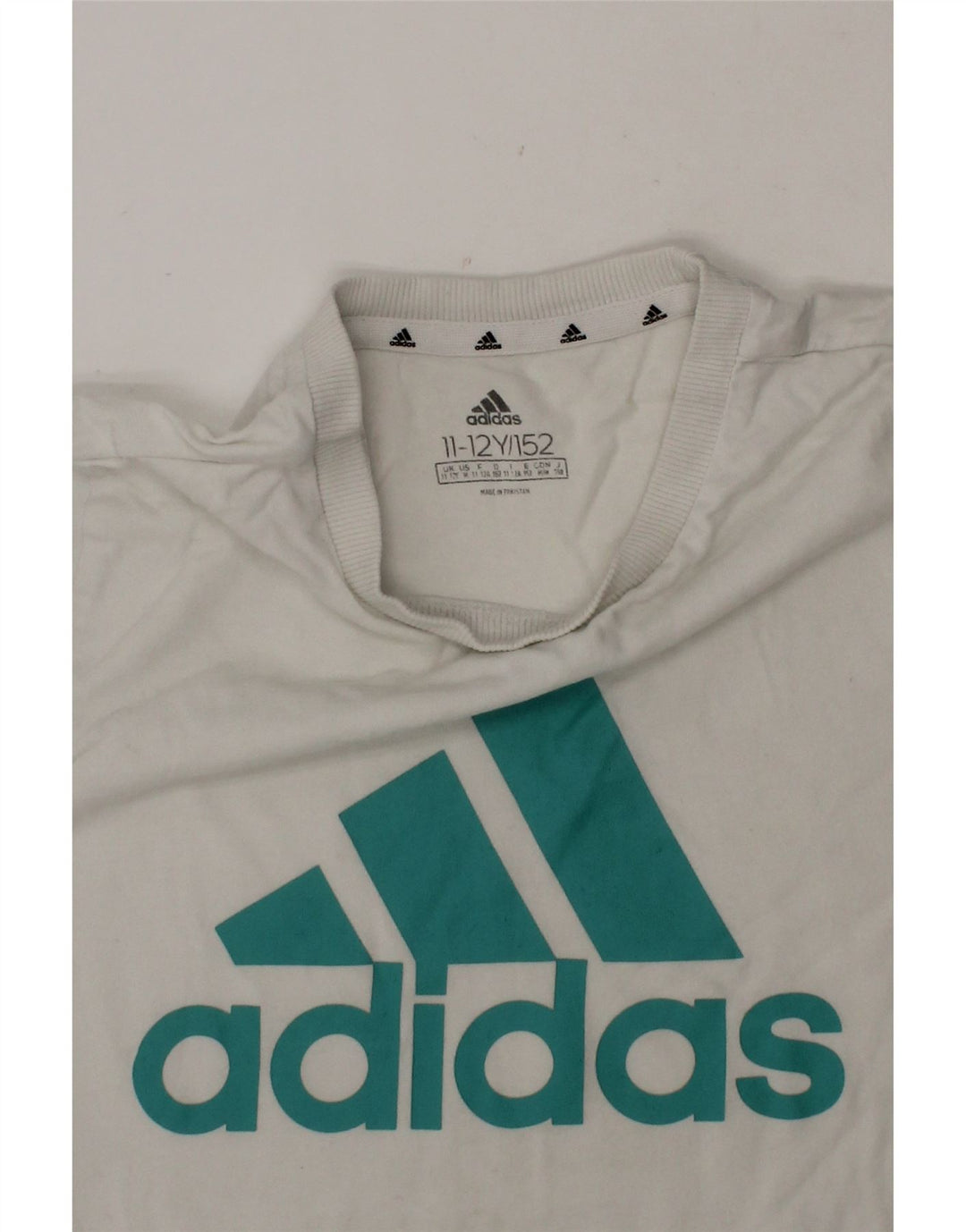 ADIDAS Boys Graphic T-Shirt Top 11-12 Years White Vintage Adidas and Second-Hand Adidas from Messina Hembry 