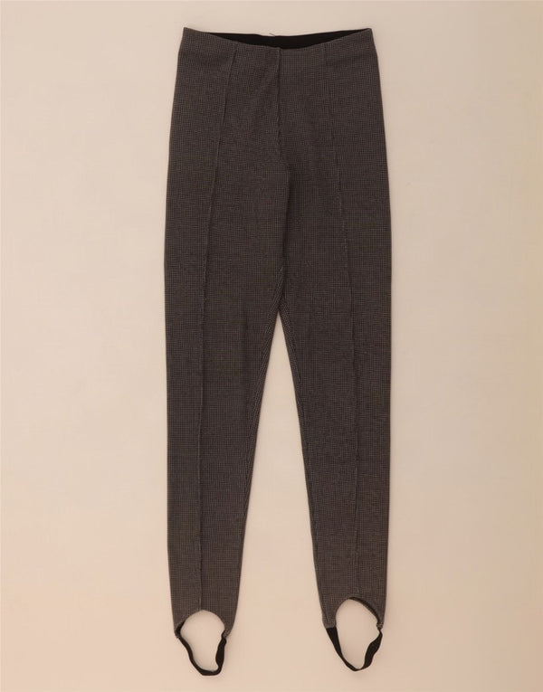 Zara Womens Stirrup Trousers Small W24 L31 Green Houndstooth