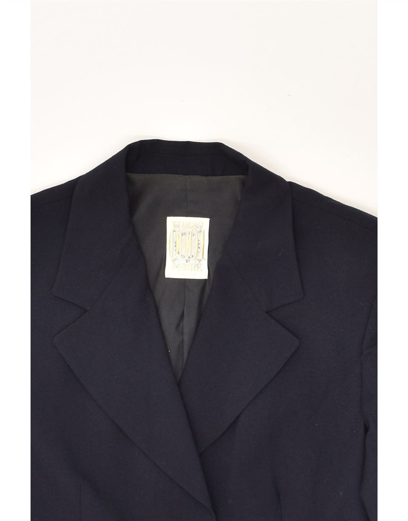 FERRE Womens 3 Button Blazer Jacket UIK 14 Medium Navy Blue | Vintage Ferre | Thrift | Second-Hand Ferre | Used Clothing | Messina Hembry 