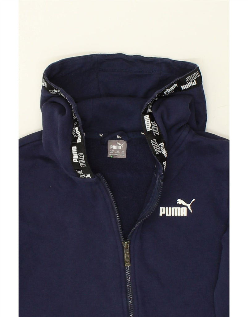 PUMA Boys Graphic Zip Hoodie Sweater 11-12 Years Navy Blue Cotton | Vintage Puma | Thrift | Second-Hand Puma | Used Clothing | Messina Hembry 