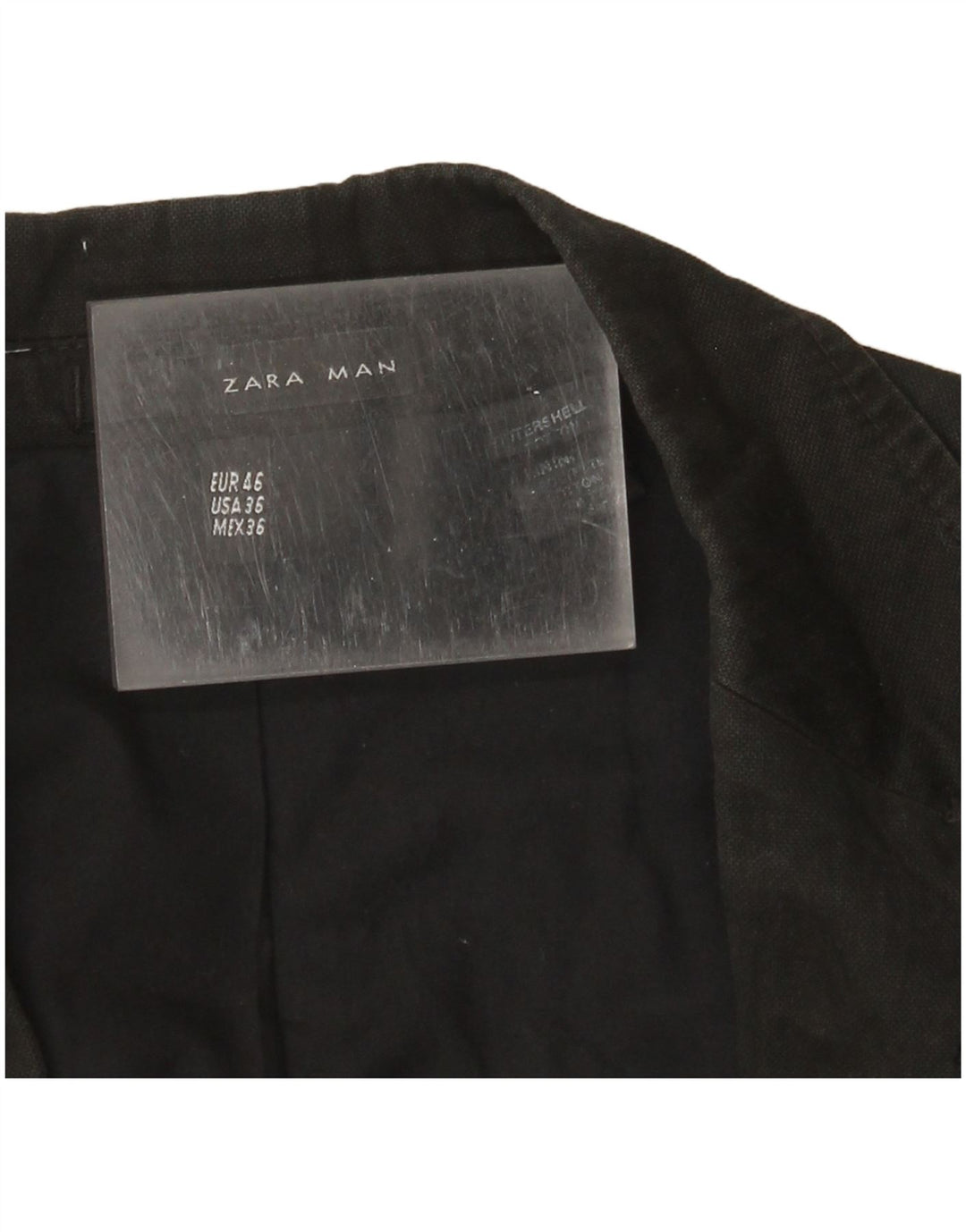 Zara Mens 1 Button Blazer Jacket EU 46 Small Black Cotton