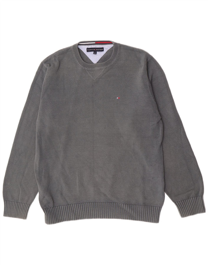 Tommy Hilfiger Mens Regular Fit Crew Neck Jumper Sweater Medium Grey Cotton