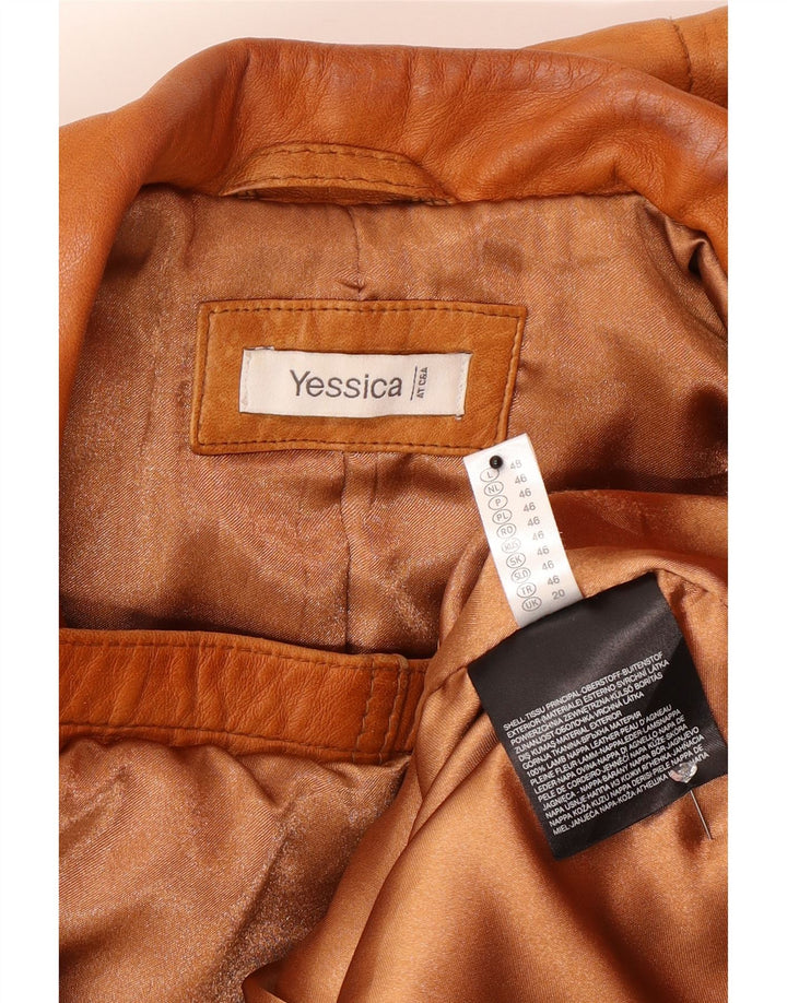Yessica Womens Leather Jacket UK 20 2XL Brown Leather