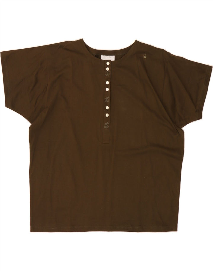 VINTAGE Womens Milano Blouse Top UK 16 Large Brown Wool Vintage Vintage and Second-Hand Vintage from Messina Hembry 