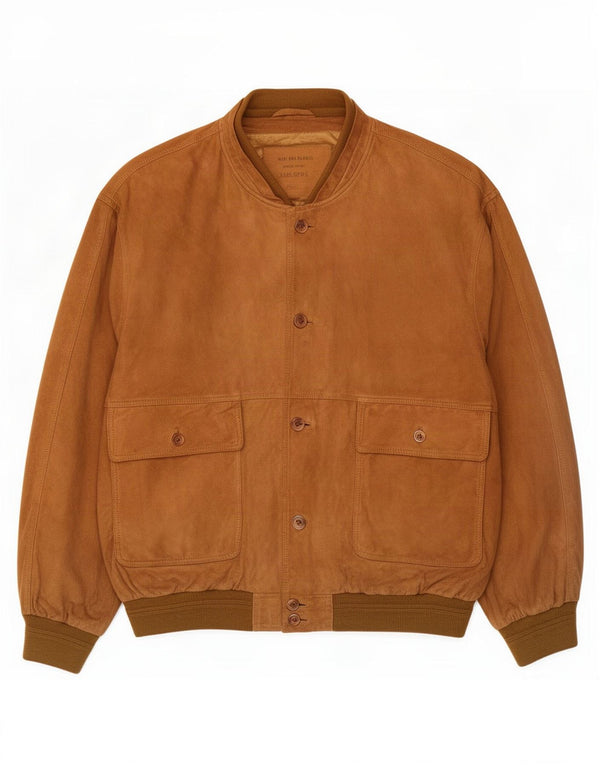 Vintage Mens Suede Bomber Jacket IT 58 4XL Brown Leather