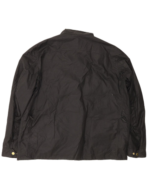 Barbour Mens Waxed Cotton Jacket UK 44 2XL Black Cotton