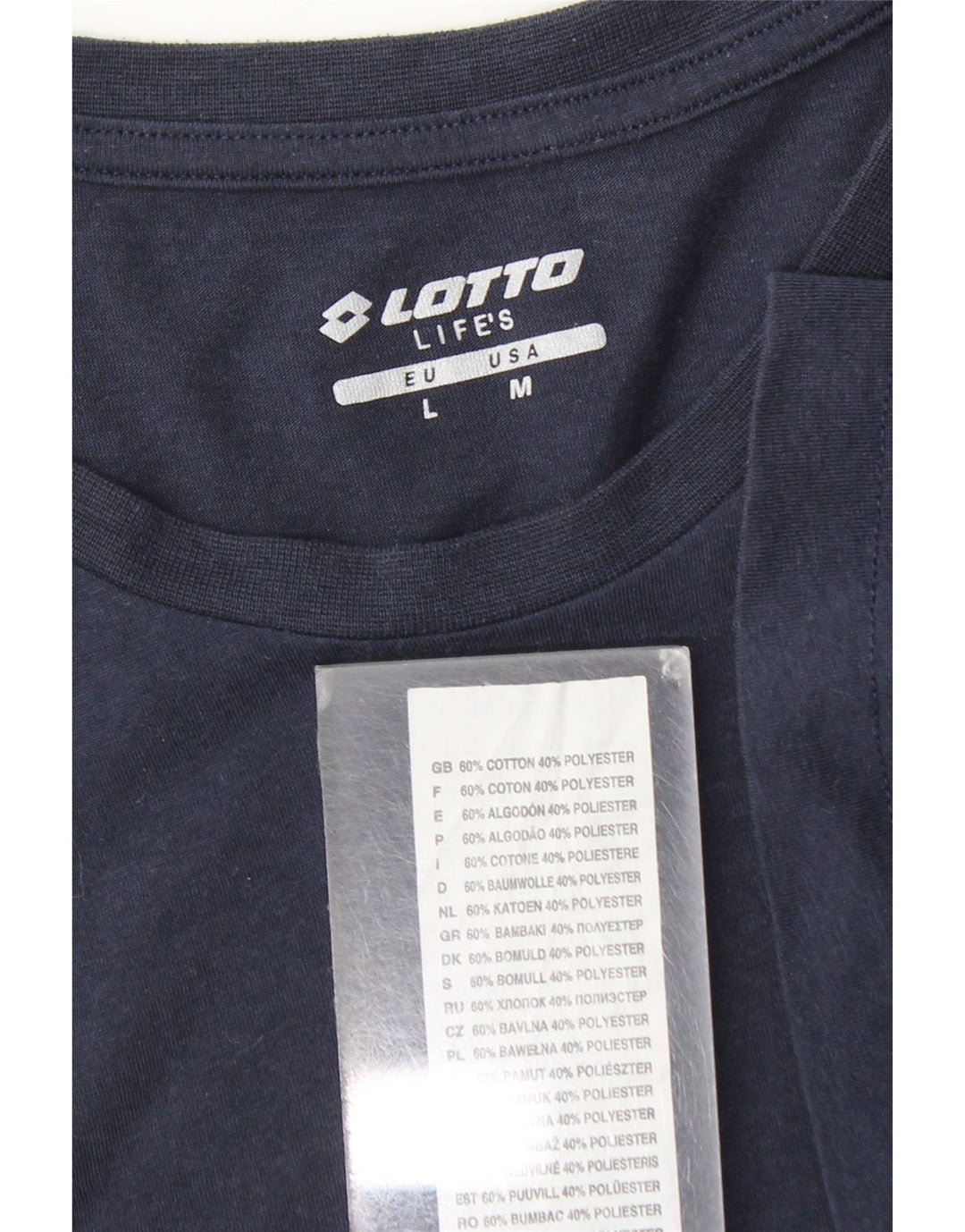Lotto Mens T-Shirt Top Large Navy Blue Cotton