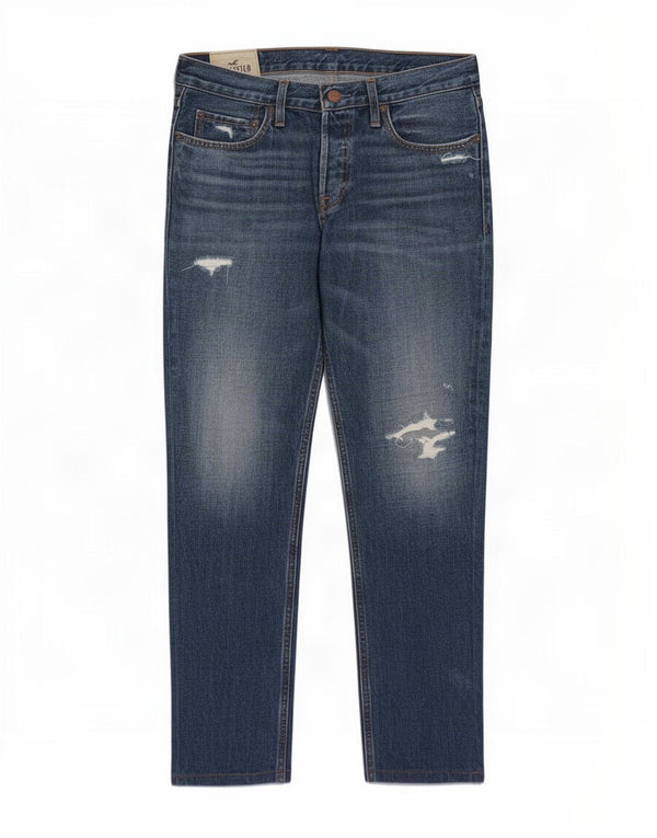 Hollister Mens Distressed Slim Jeans W33 L30 Blue Cotton