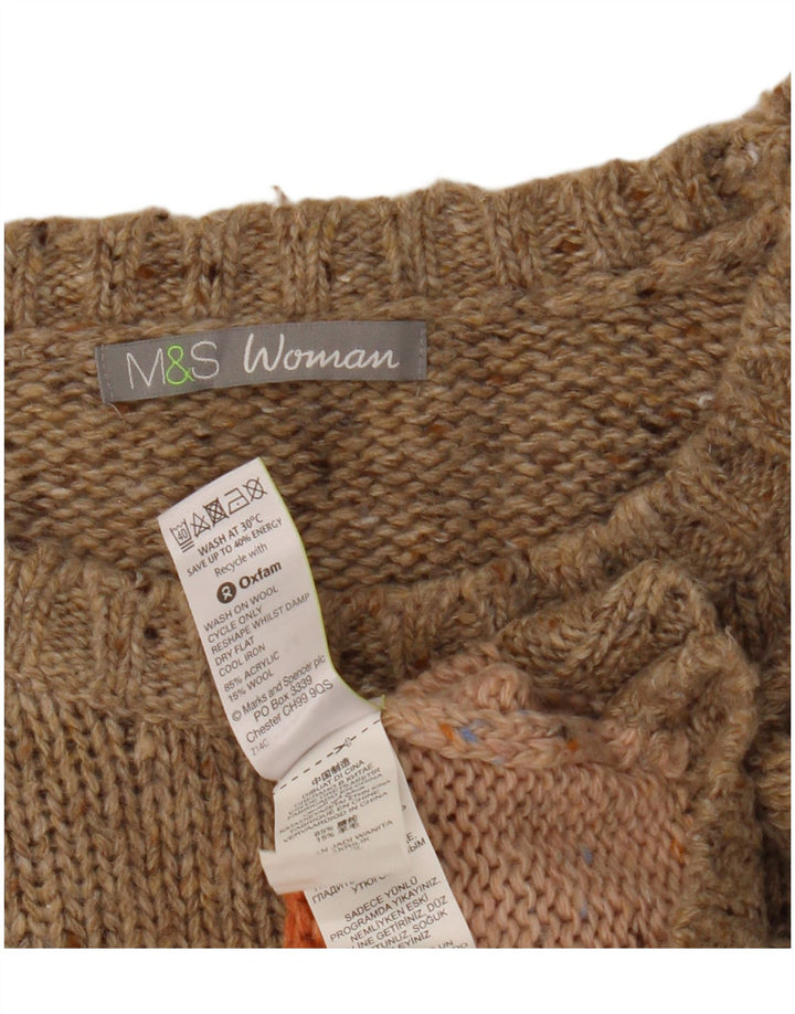 Marks & Spencer Womens Boat Neck Jumper Sweater UK 14 Large Beige