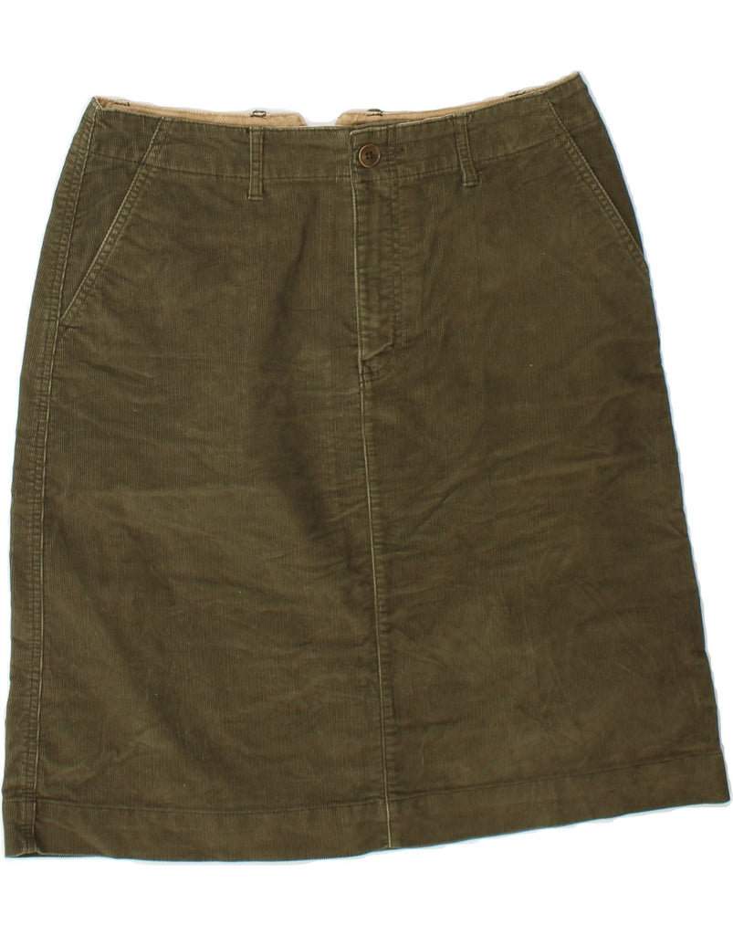 EDDIE BAUER Womens Corduroy Skirt US 8 Medium W32  Khaki Cotton Vintage Eddie Bauer and Second-Hand Eddie Bauer from Messina Hembry 