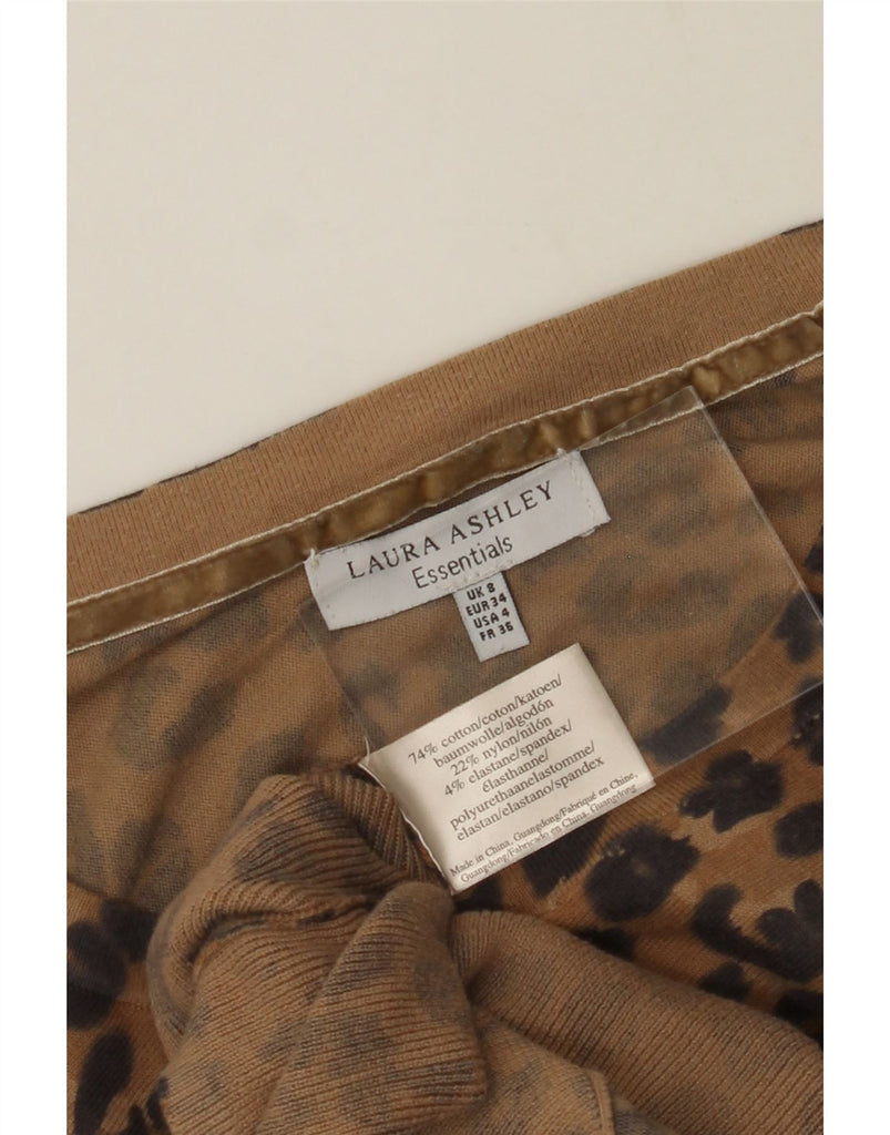 LAURA ASHLEY Womens Boat Neck Jumper Sweater UK 8 Small Brown Animal Print Vintage Laura Ashley and Second-Hand Laura Ashley from Messina Hembry 