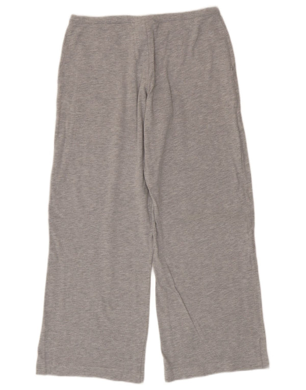 Reebok Womens Wide Leg Tracksuit Trousers UK 12 Medium Grey Cotton