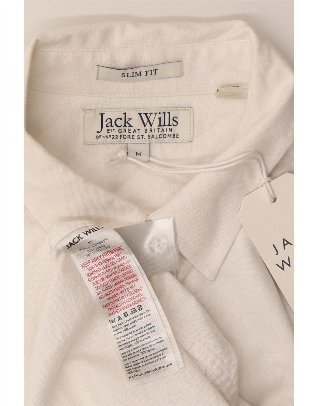 Jack Wills Mens Short Sleeve Slim Fit Shirt Medium White Cotton