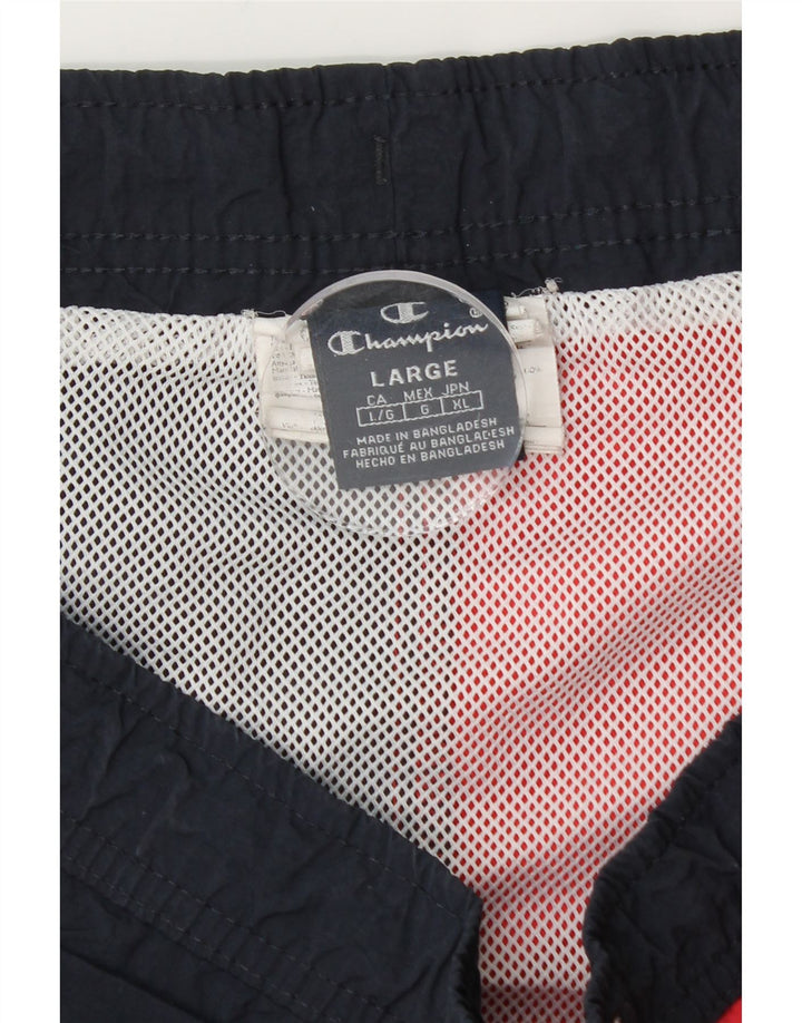 Champion Mens Graphic Swimming Shorts Large Navy Blue Colourblock
