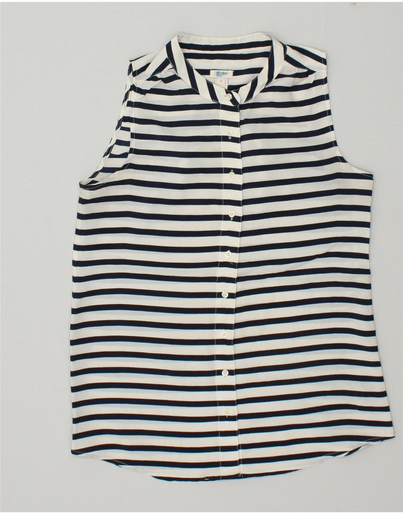 J. CREW Womens Sleeveless Shirt Blouse US 4 Small Navy Blue Striped | Vintage J. Crew | Thrift | Second-Hand J. Crew | Used Clothing | Messina Hembry 