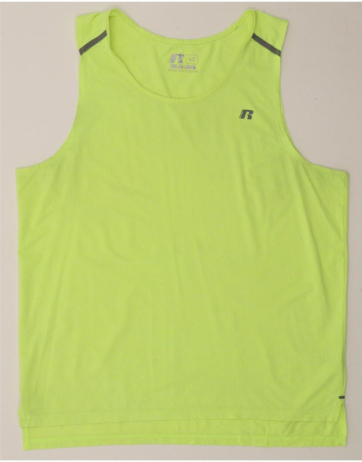 RUSSELL ATHLETIC Mens Vest Top Large Yellow Polyester Vintage Russell Athletic and Second-Hand Russell Athletic from Messina Hembry 