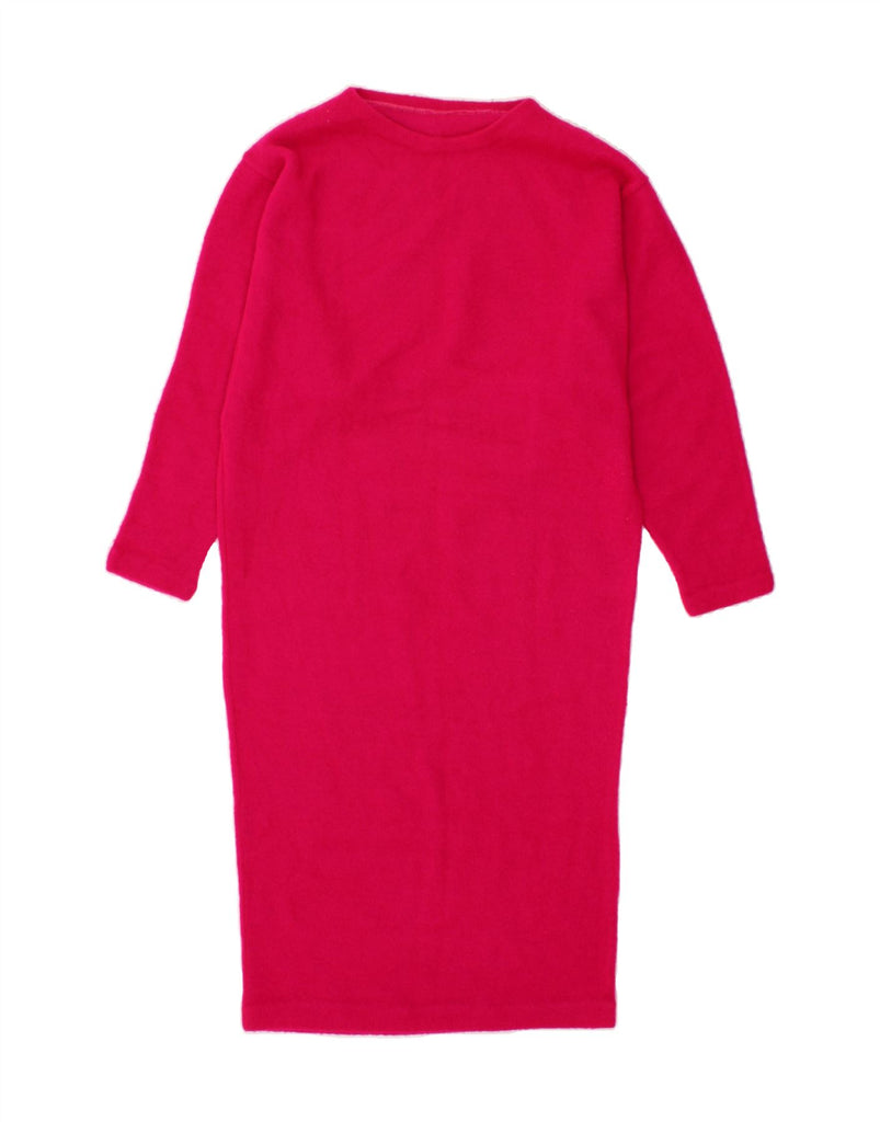 VINTAGE Womens Long Sleeve Jumper Dress UK 16 Large Pink Acrylic | Vintage Vintage | Thrift | Second-Hand Vintage | Used Clothing | Messina Hembry 