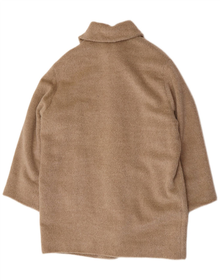 Vintage Womens Oversized Overcoat UK 12 Medium Beige Wool