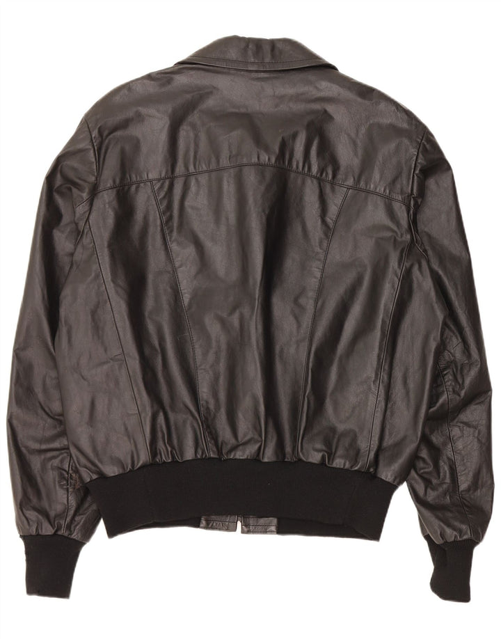 Piccini Mens Leather Jacket IT 58 2XL Black Leather