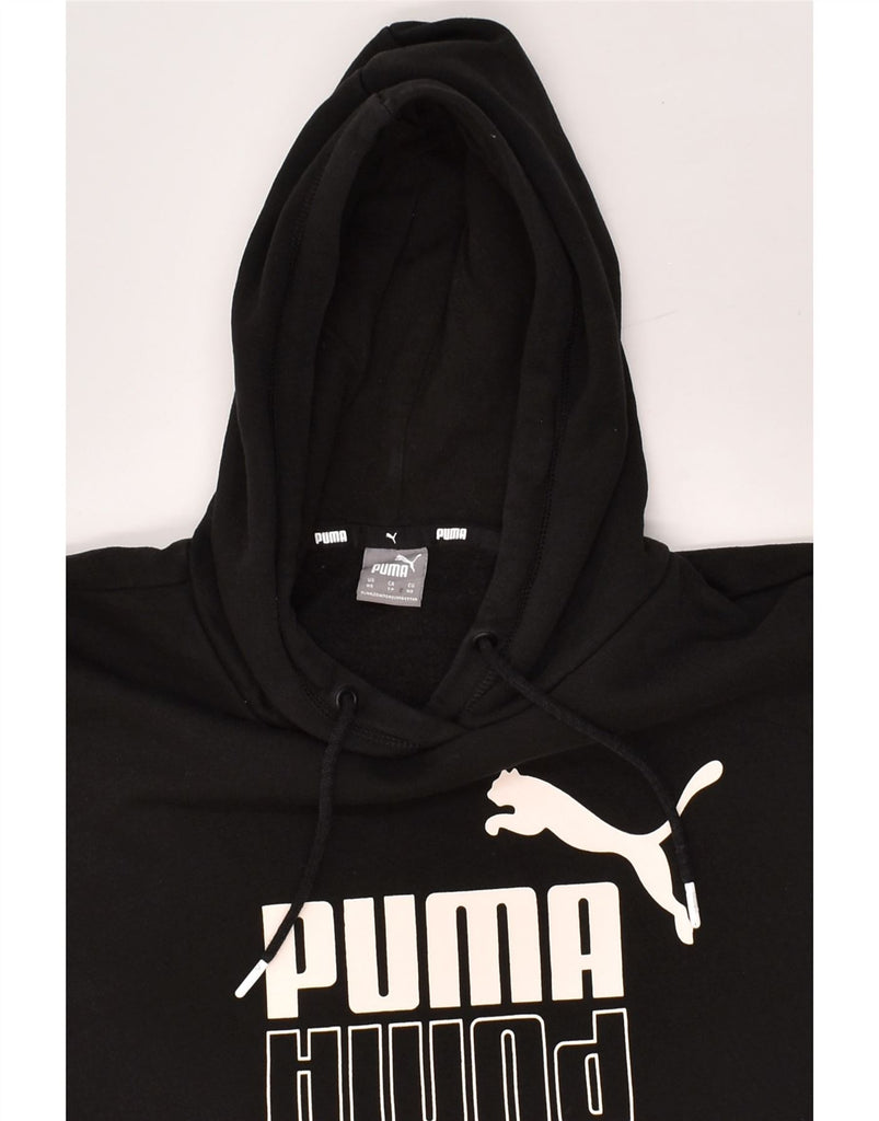 PUMA Mens Graphic Hoodie Jumper XS Black Cotton | Vintage Puma | Thrift | Second-Hand Puma | Used Clothing | Messina Hembry 