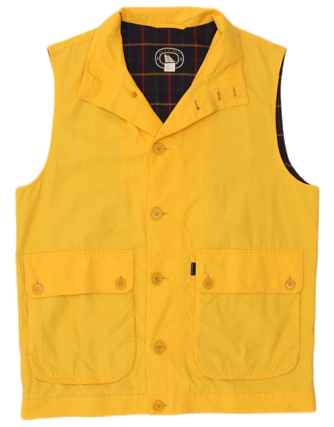 Sea & Sky Mens Utility Gilet UK 38 Medium Yellow Cotton