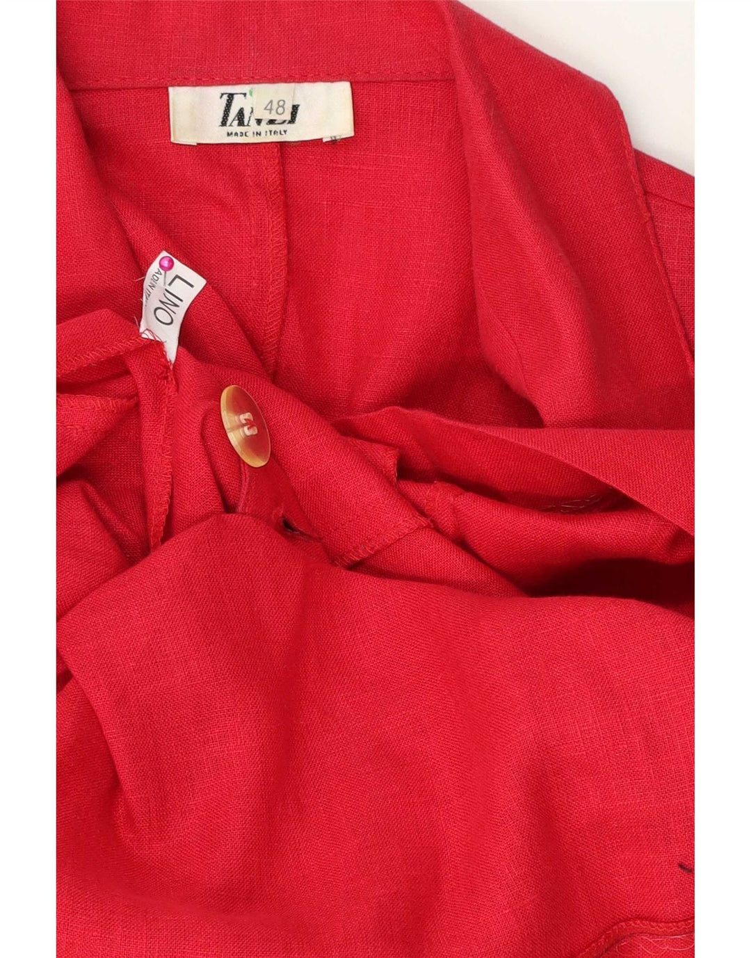 Vintage Womens Short Sleeve Double Breasted Blazer Jacket IT 48 XL Red