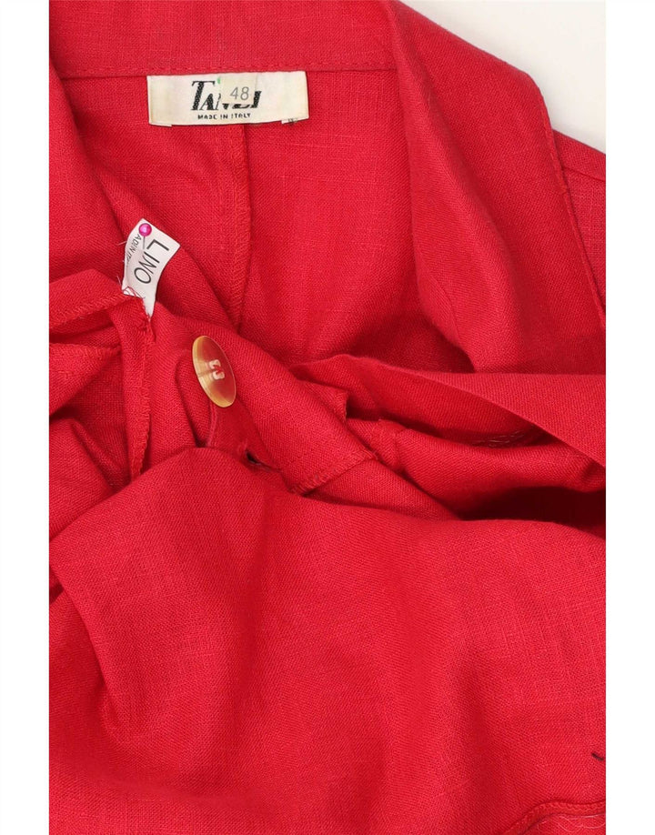 Vintage Womens Short Sleeve Double Breasted Blazer Jacket IT 48 XL Red
