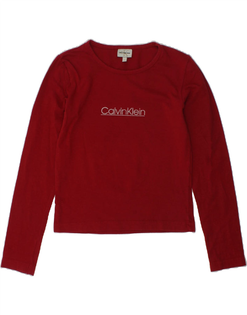 CALVIN KLEIN Girls Graphic Top Long Sleeve 7-8 Years Red Cotton | Vintage Calvin Klein | Thrift | Second-Hand Calvin Klein | Used Clothing | Messina Hembry 