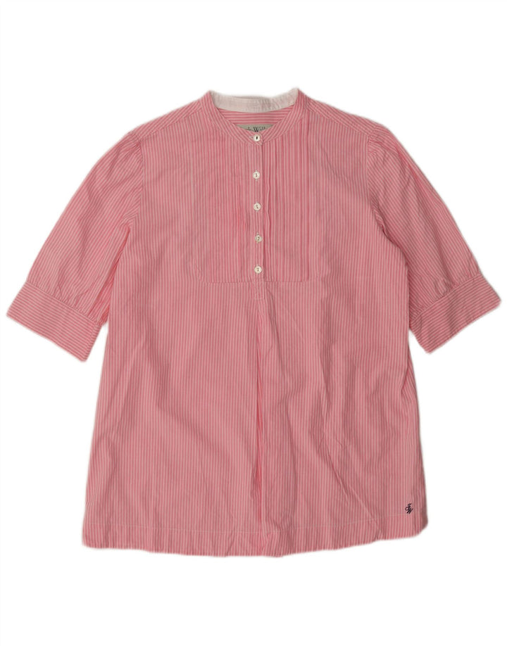 Jack Wills Womens Short Sleeve Pullover Shirt UK 12 Medium Pink Striped