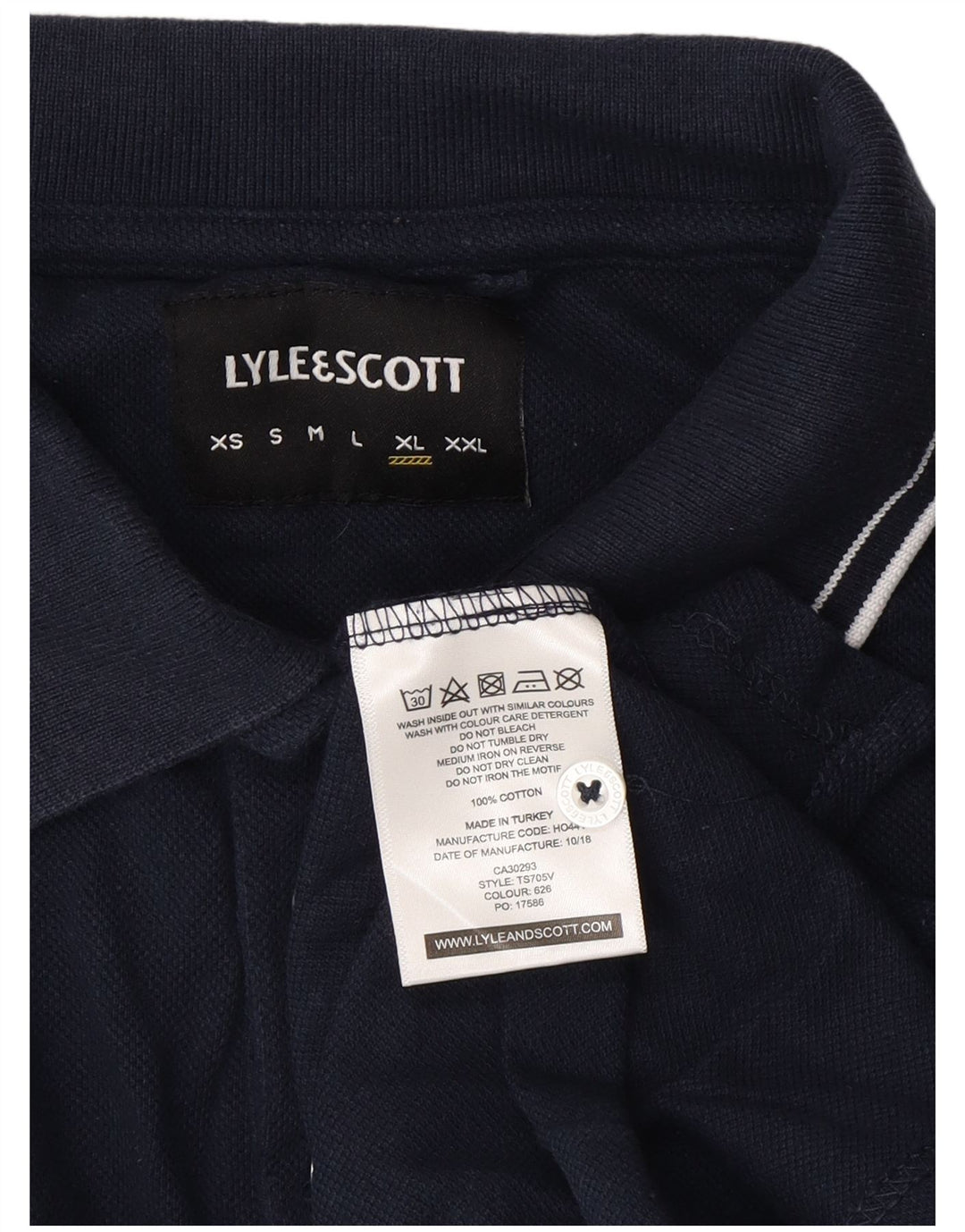 Lyle & Scott Mens Polo Shirt XL Navy Blue Cotton