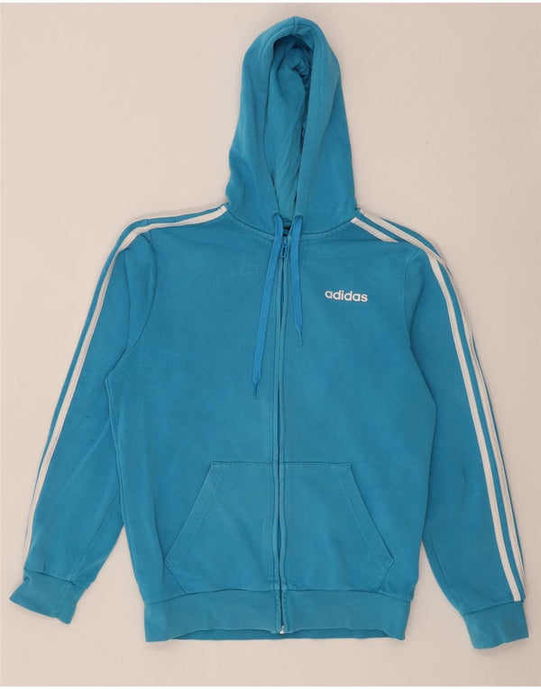 Adidas Mens Zip Hoodie Sweater Small Blue Cotton