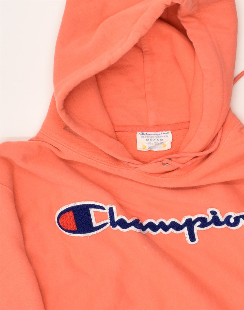 CHAMPION Mens Graphic Hoodie Jumper Medium Orange Cotton | Vintage Champion | Thrift | Second-Hand Champion | Used Clothing | Messina Hembry 