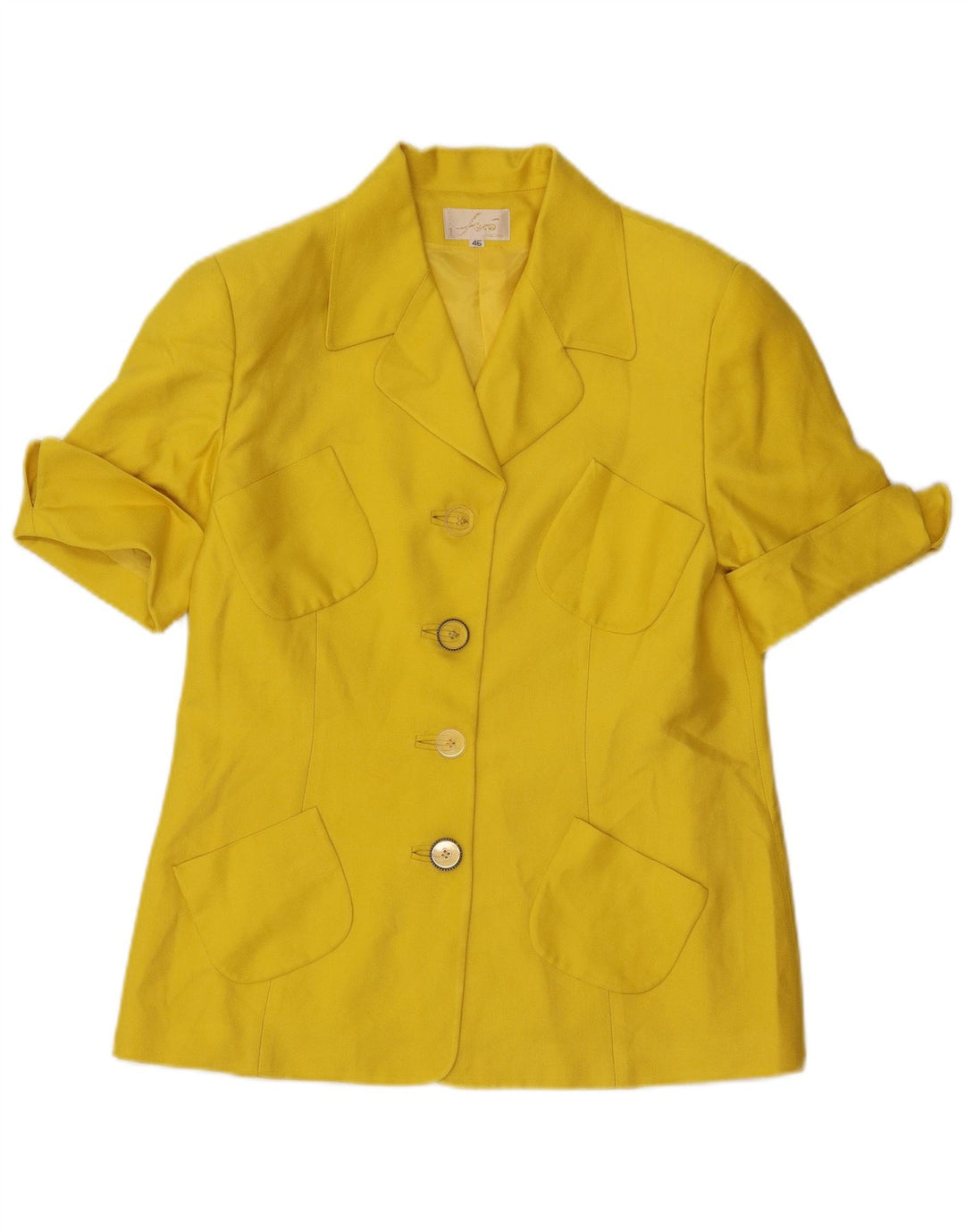 Vintage Womens 4 Button 2 Piece Skirt Set IT 46 Large W32  Yellow Silk