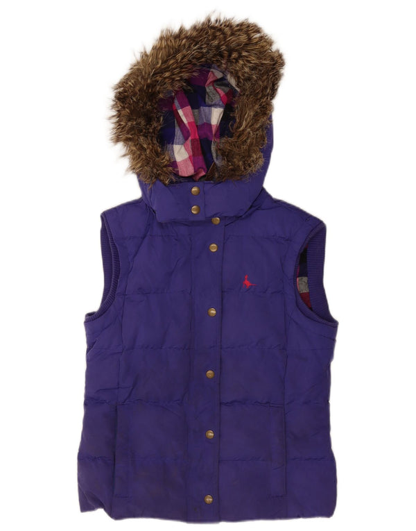 Jack Wills Womens Hooded Padded Gilet UK 8 Small Purple