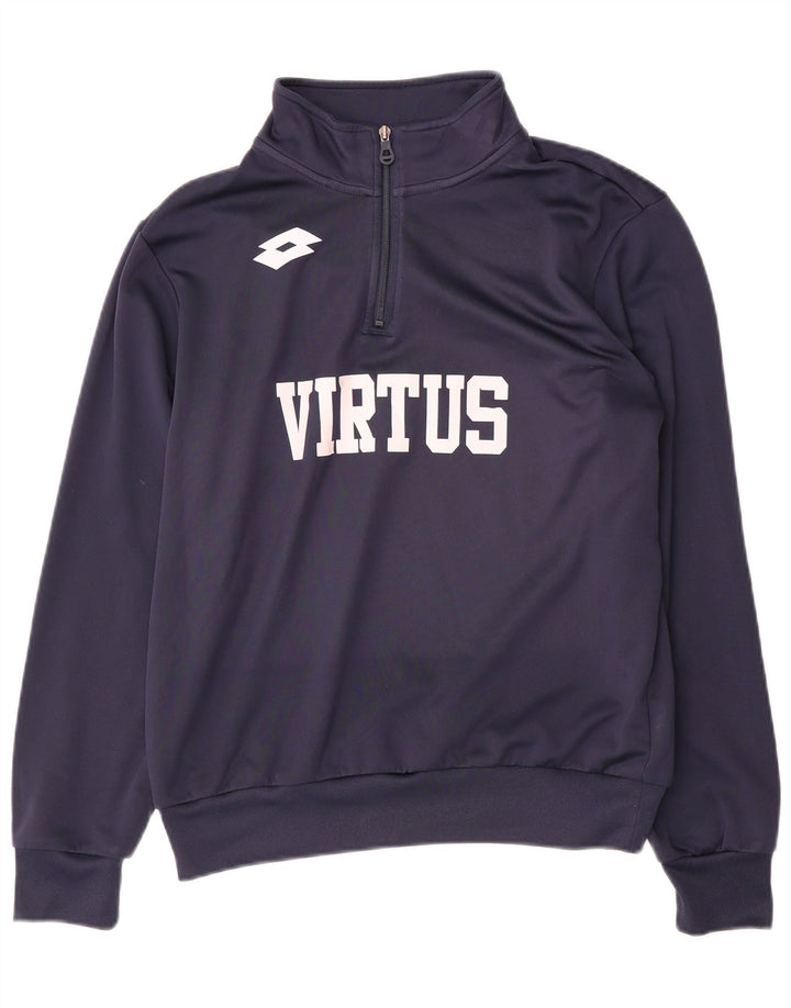 Lotto Mens Graphic Zip Neck Sweatshirt Jumper Medium Navy Blue Polyester
