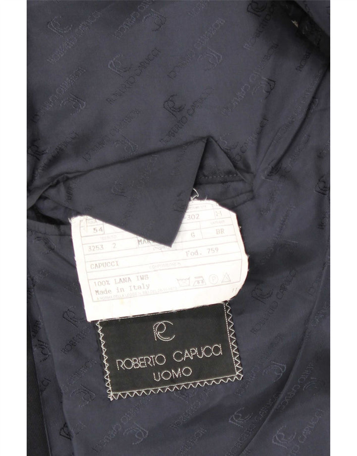 Roberto Capucci Mens Double Breasted Blazer Jacket IT 54 2XL Navy Blue