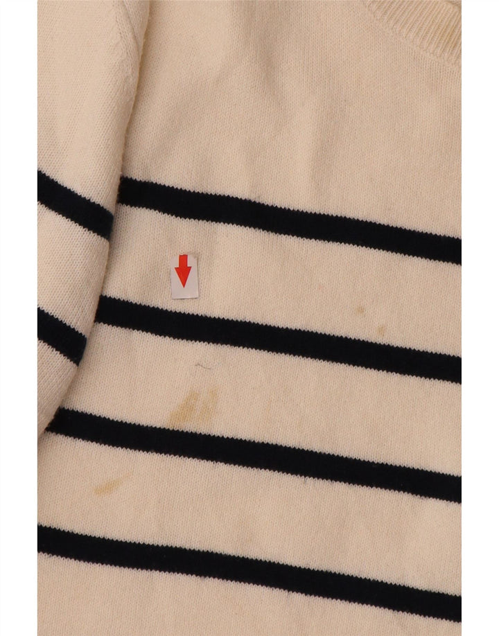 Marks & Spencer Womens Boat Neck Jumper Sweater UK 12 Medium White Striped