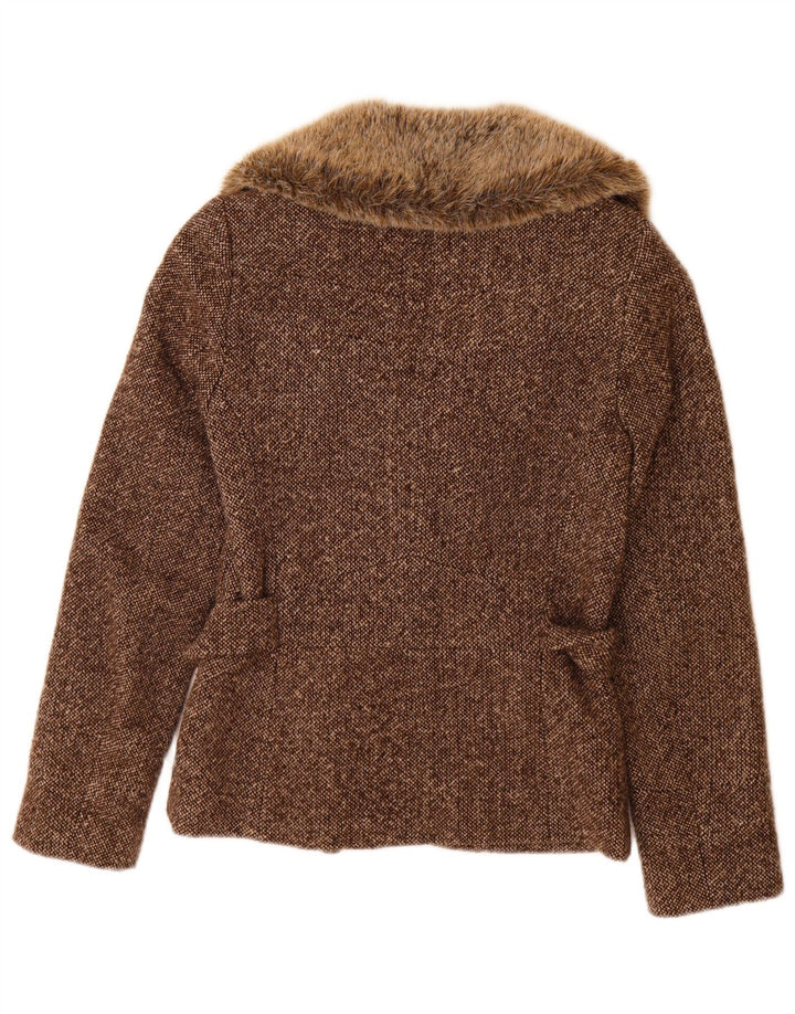 Bay Womens 1 Button Blazer Jacket UK 10 Small Brown Flecked Wool