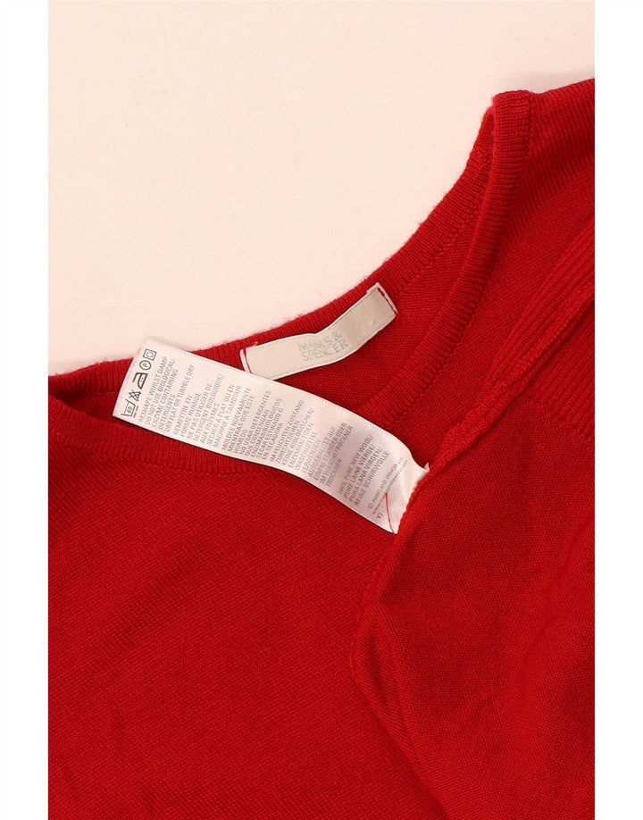 Marks & Spencer Womens Boat Neck Jumper Sweater UK 14 medium Red Wool