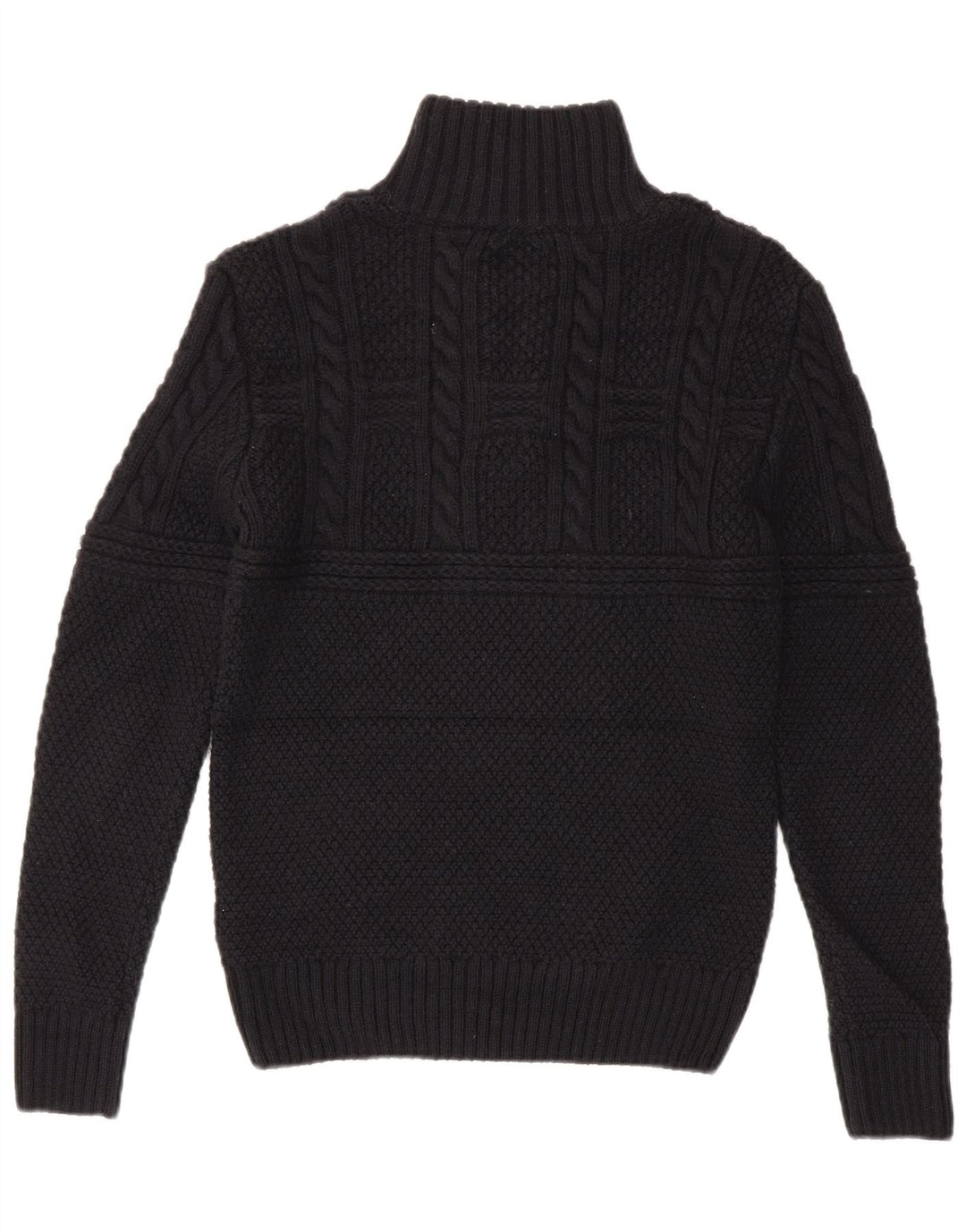 Superdry Mens Zip Neck Jumper Sweater Small Black Acrylic